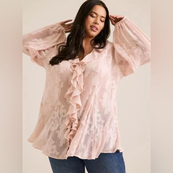 Torrid Festi Bubble Sleeve Top size 2 (18/20) new sepia rose - Picture 3 of 3